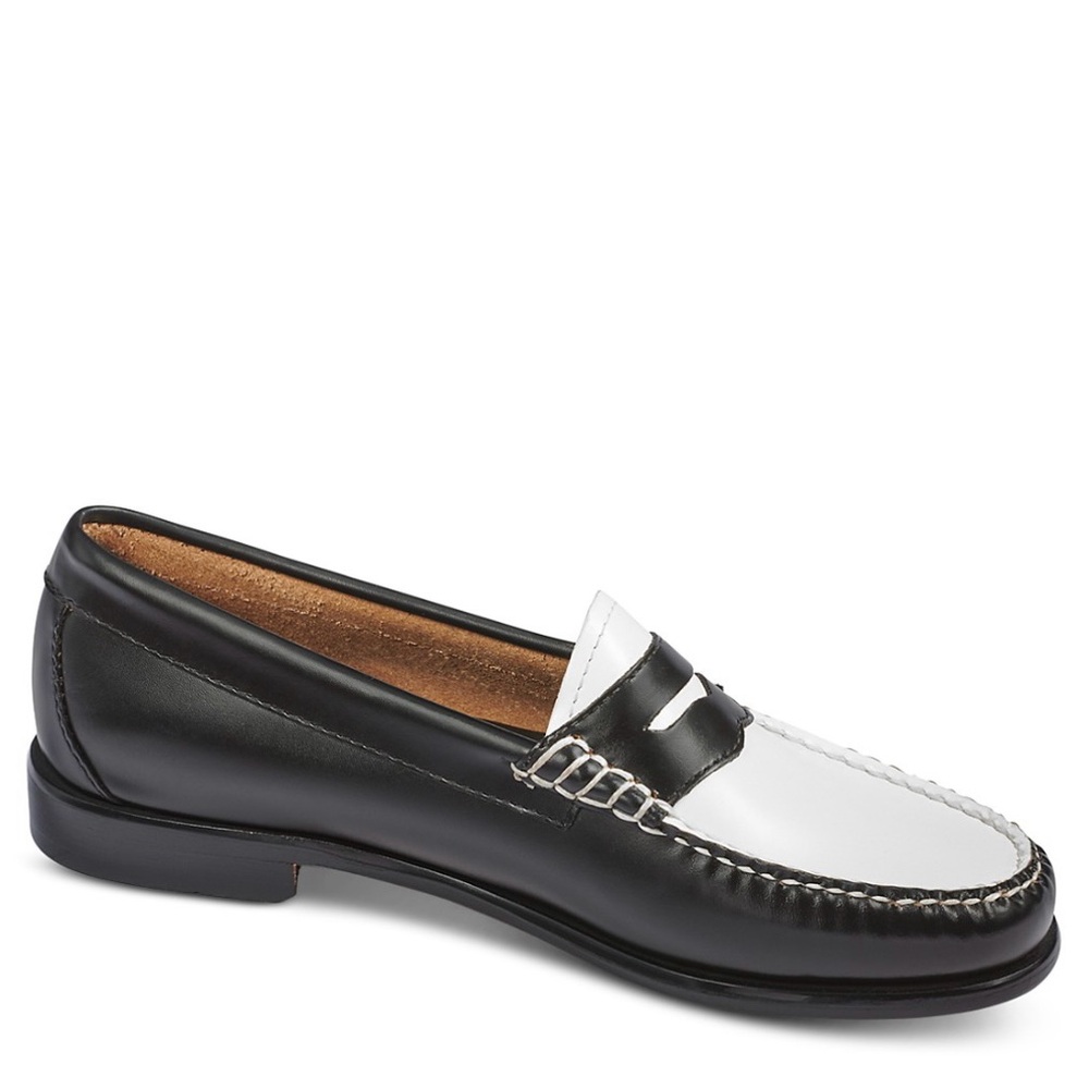 G.H. Bass & Co. Black and White Leather Penny Loafers